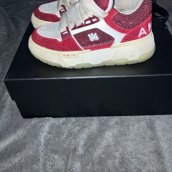 AMIRI Red and White Mesh Sneakers